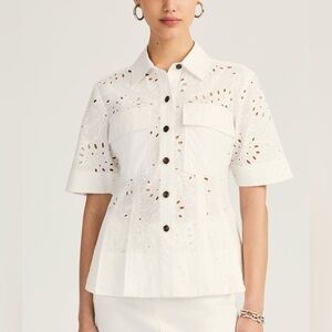 NWT - Derek Lam 10 Crosby Cilou Short Sleeve Utility White Womens Shirt - Size S